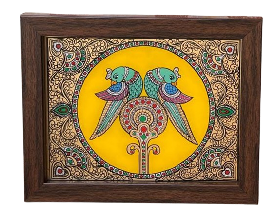 Jharokha Decor with 2 Tanjore Art inspired Frames – Traditional Indian Wall Art