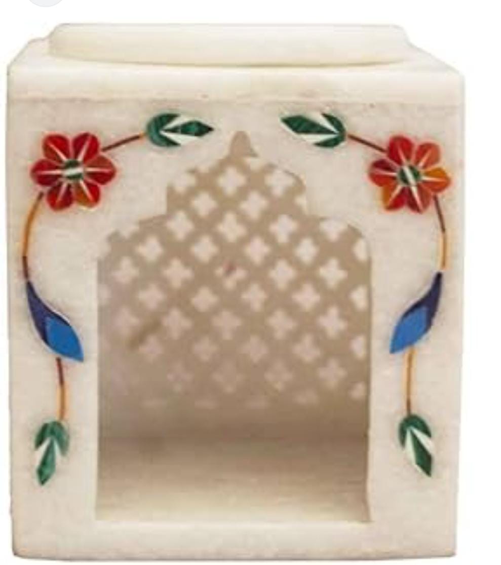 Marble inlay work Jaali Tealight holder with oil burner and wax warmer