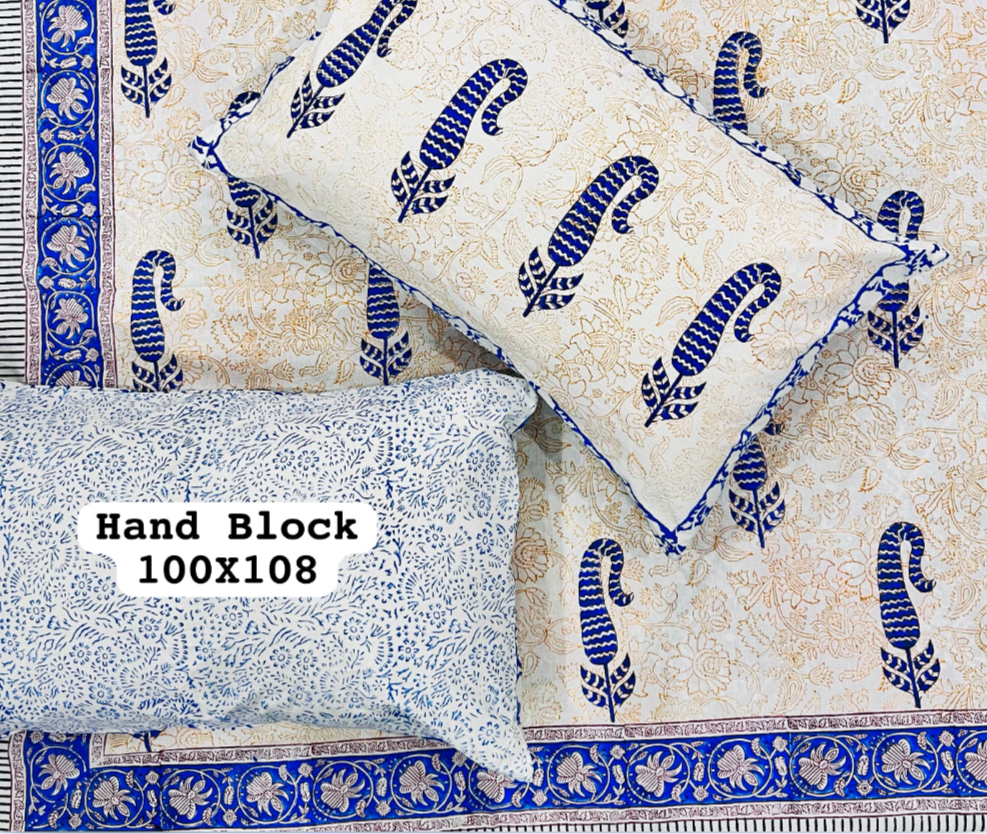 Block print cotton bedding set