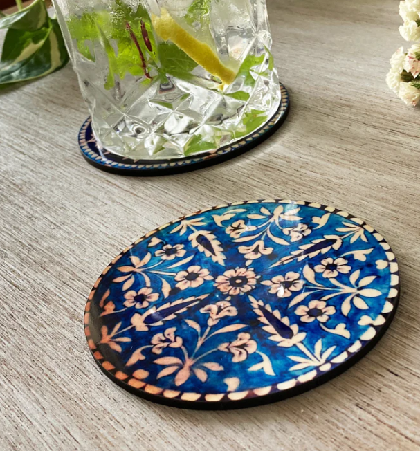 Set of 2 Coasters - Blue Pottery