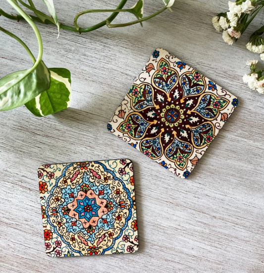 Set of 2 Coasters - Kashmir Art