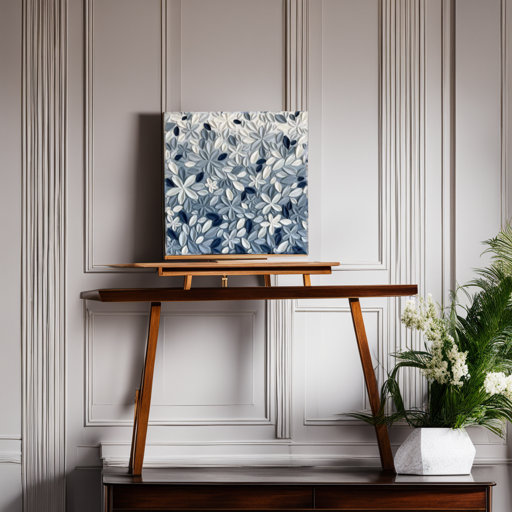 Handpainted Blue and White flowers wall frame