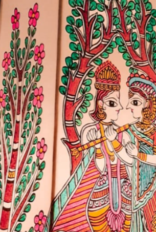 Shri Radha Krishna handpainted lampshade