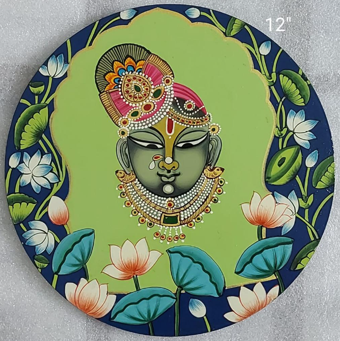 shri krishna handpainted wall plate