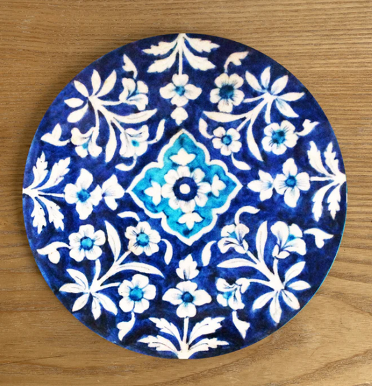 Beautiful Blue Pottery Trivet - Dark Blue