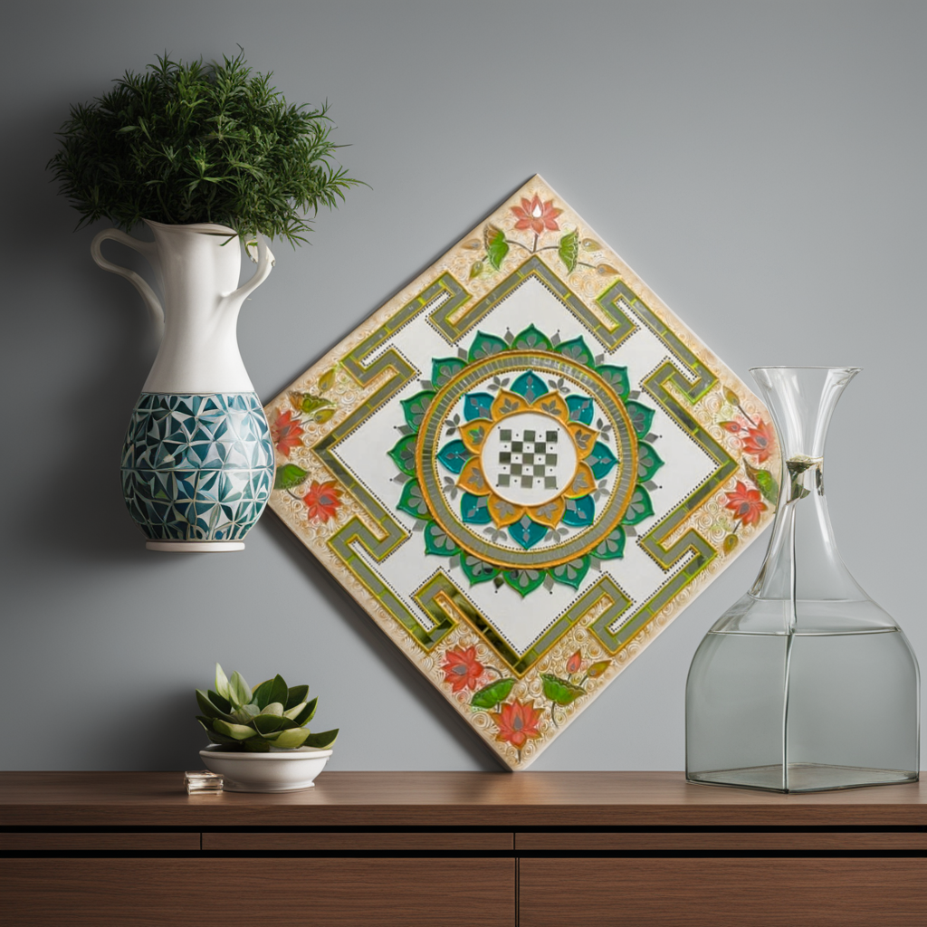 Lippan Art wall frame - with lotus border