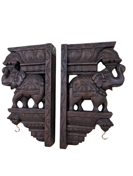 Elephant Wall Bracket Pair Wood